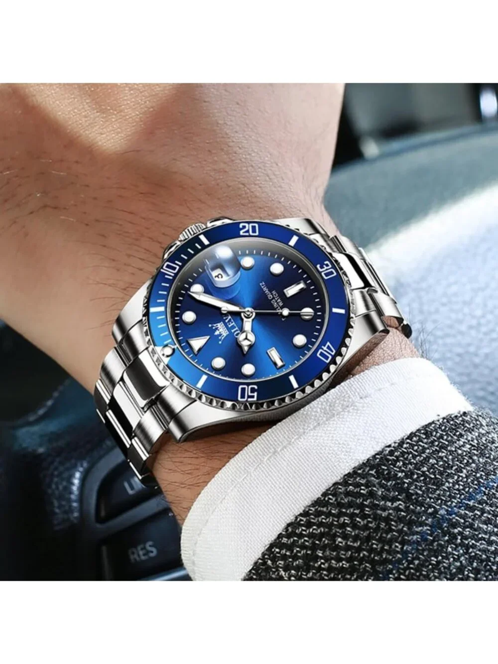 Luxury Men's Dress Watch - Big Face Stainless Steel Analog Quartz Timepiece